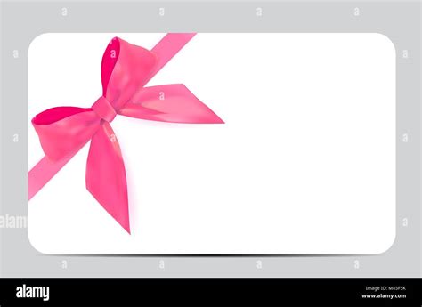 Blank Gift Card Template with Pink Bow and Ribbon. Vector Illustration ...