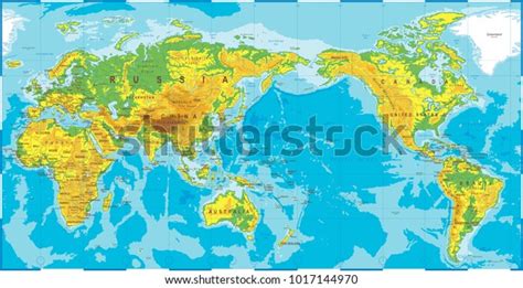 Political Physical Topographic Colored World Map Stock Vector Royalty Free 1017144970