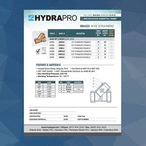 Brass Wye Strainers Hydrapro