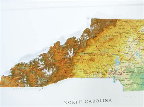 North Carolina Raised Relief 3d Map