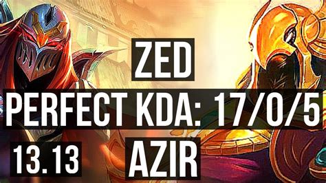 Zed Vs Azir Mid Games Legendary M Mastery Kr