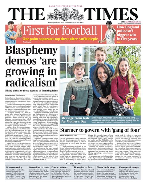 Times Front Page Th Of March Tomorrow S Papers Today