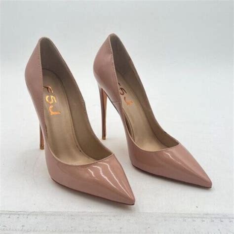 FSJ Nude Pointed Toe Pumps High Heel Sexy Stilettos Slip On Office Cute
