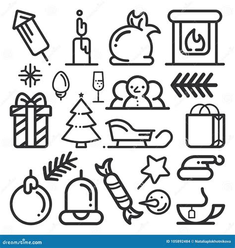 Set Of Christmas Icons In A Flat Style Vector Stock Vector