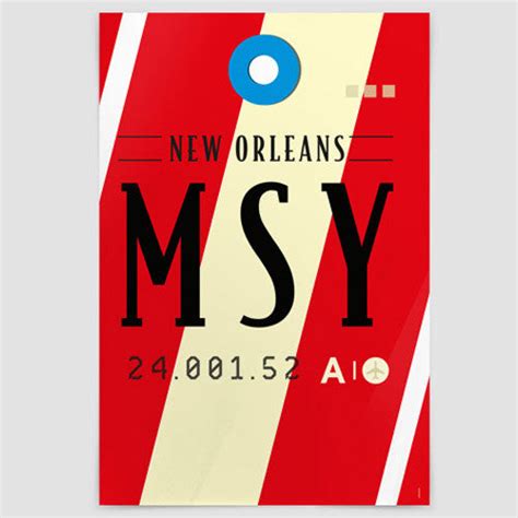 Poster - Wall Art Print - MSY - New Orleans Intl Airport - IATA code MSY