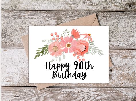 Printable 90th Birthday Card Happy 90th Birthday Card Grandma