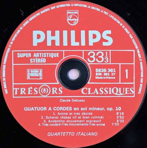 Lp レコード イタリア四重奏団のドビュッシー、ラヴェル弦楽四重奏曲集 蘭philips 3431