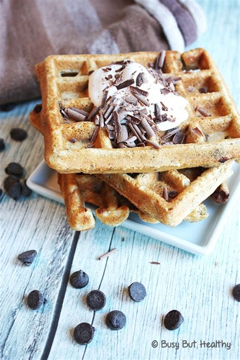 Chocolate Chip Whey Protein Waffles | Busy But Healthy