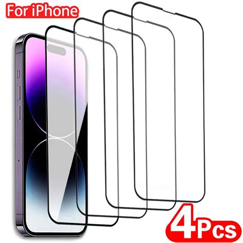 4 St Ck Geh Rtetes Glas F R IPhone 14 13 12 11 15 Pro Max