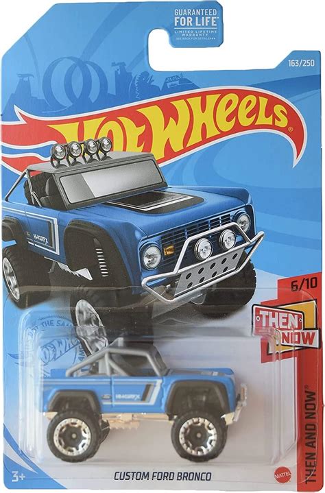 Amazon Hot Wheels Custom Ford Bronco Blue Then And Now Toys Games