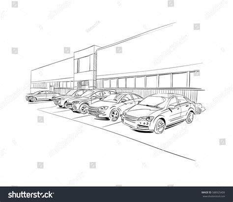 Car Showroom Exterior Design Sketch Hand Stock Vector (Royalty Free ...