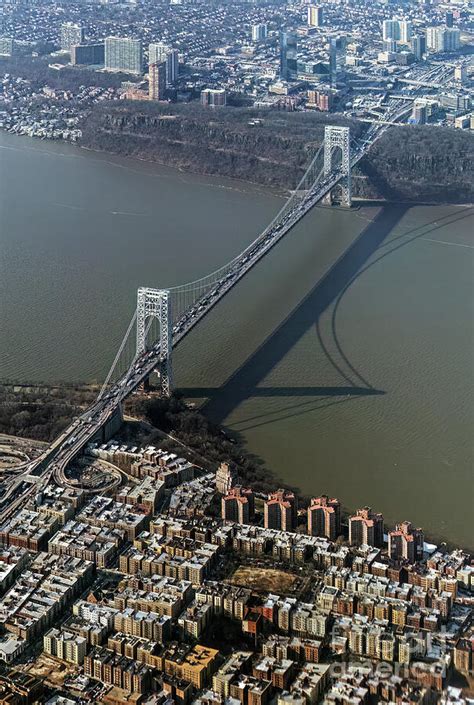 George Washington Bridge And Hudson Heights On The Hudson River In New