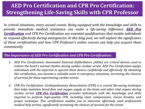 Ppt Aed Pro Certification And Cpr Pro Certification Strengthening