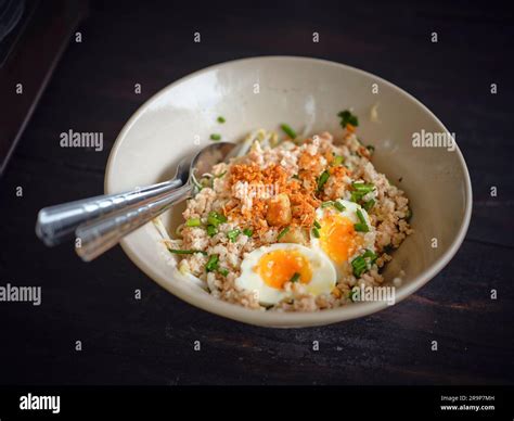 Tom Yum Noodle Soup Egg Noodles With Minced Pork Popular Hot And Spicy Soup In Thailand Street