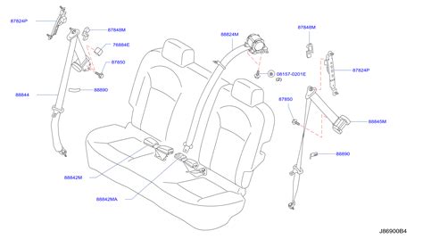 Nissan Rogue Seat Belt Lap And Shoulder Belt Rear Jm