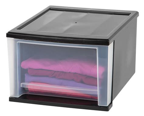 17 Quart Stacking Drawer 4 Pack Black Iris Usa