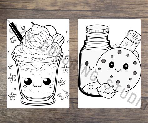 Cute Kawaii Adorable Desserts Coloring Book Pages For Adults Etsy