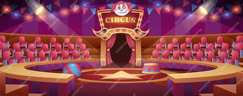 Premium Vector Cartoon Circus Arena Round Stage Under Marquee Dome