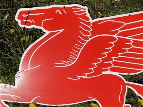 Large Pegasus Mobil Oil Gas Sign Double Sided Metal Porcelain Etsy