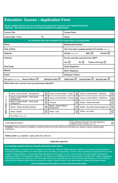 Free Education Form Samples Pdf Ms Word Google Docs Excel