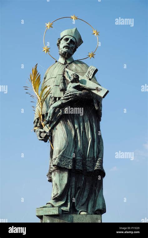 Statue Of Saint John Of Nepomuk Charles Bridge Prague Czech Republic