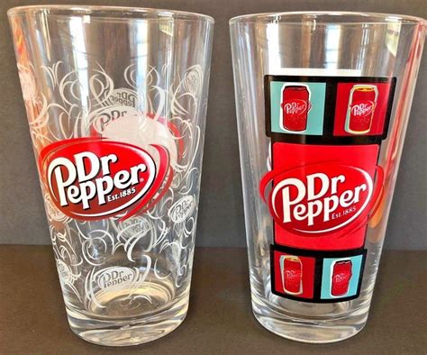 Dr Pepper Pint 16 Oz Drinking Glasses Set Of 2