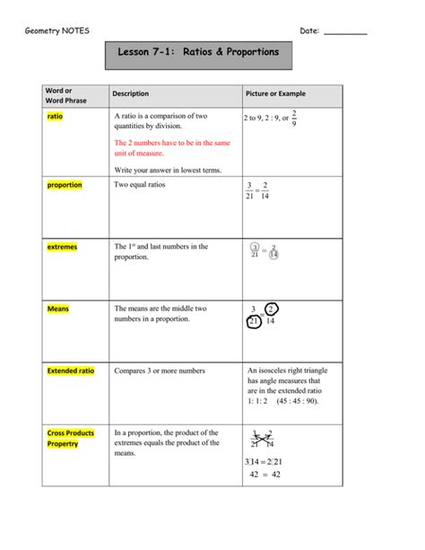 Lesson 7 1 Ratios Proportions