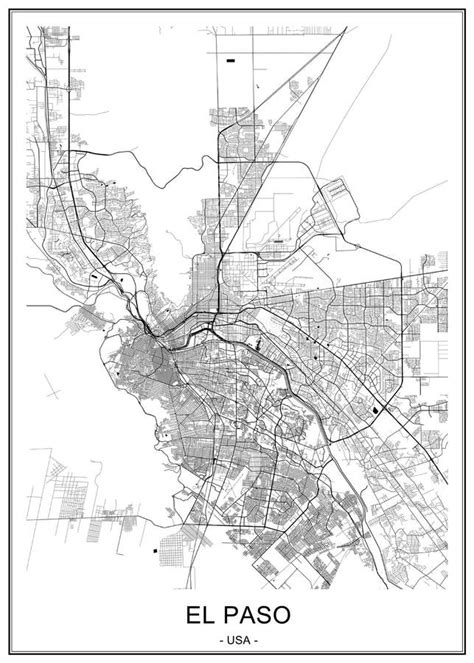 Map Of The City Of El Paso Texas Usa Stock Illustration