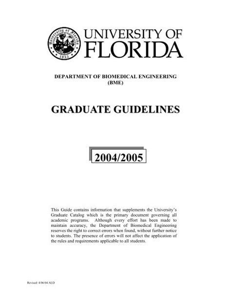 graduate guidelines - Biomedical Engineering - University of Florida