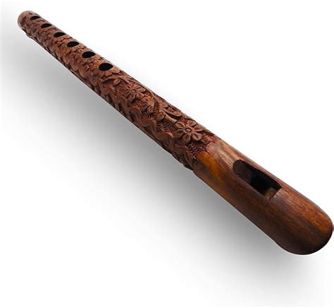 Wooden Bansuri 13 Inch Wooden Traditional Hand Carved Flute Indian