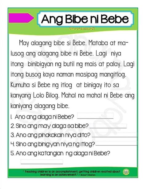 Tagalog Reading Comprehension Assessment