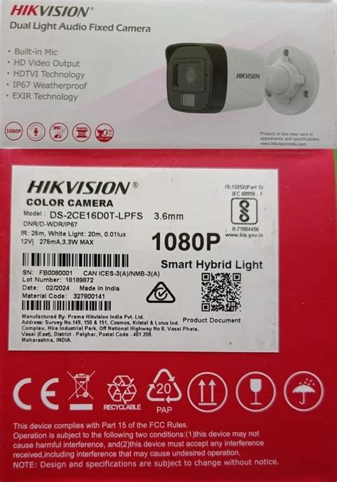 Hikvision Mp Bullet Camera Ds Ce D T Lpfs At Rs Piece