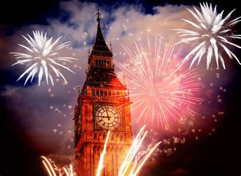 Big Ben With Fireworks. New Year's Eve Stock Photo - Image of city ...