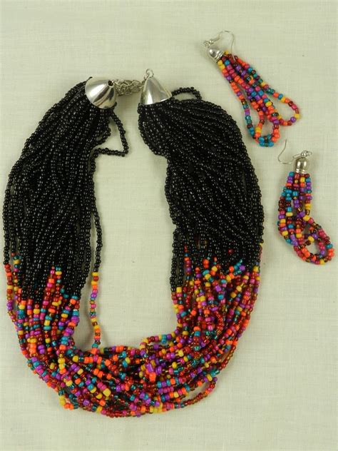 Multicolored Multistrand Seed Bead Necklace Beaded Necklace Diy Beadwork Necklace Beaded Jewelry