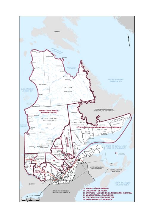 Québec Cartes et descriptions des limites des circonscriptions