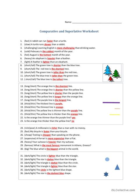 Comparative And Superlativ English ESL Worksheets Pdf Doc