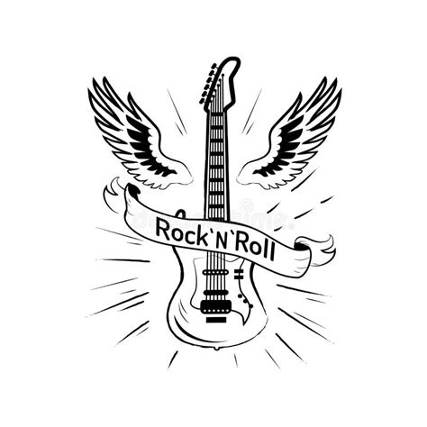 Rock N Roll Picture and Guitar Vector Illustration Stock Vector ...