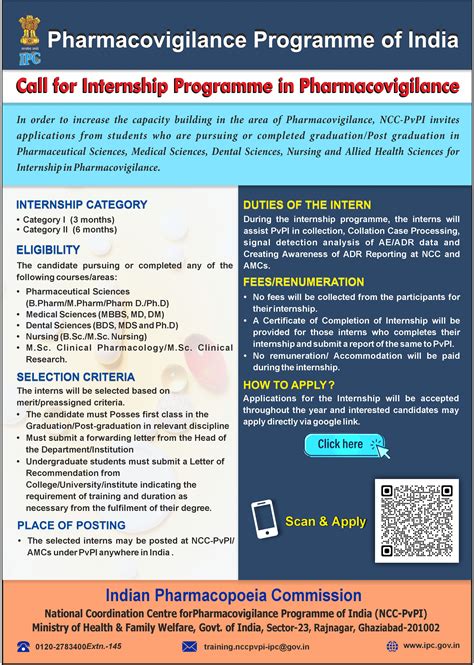 Flyer For Internship Training In Pharmacovigilance Indian