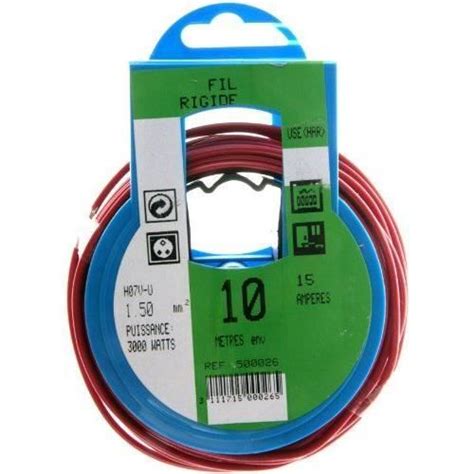 PROFIPLAST Couronne de câble 10 m HO7V U 1 5 mm2 Rouge Cdiscount