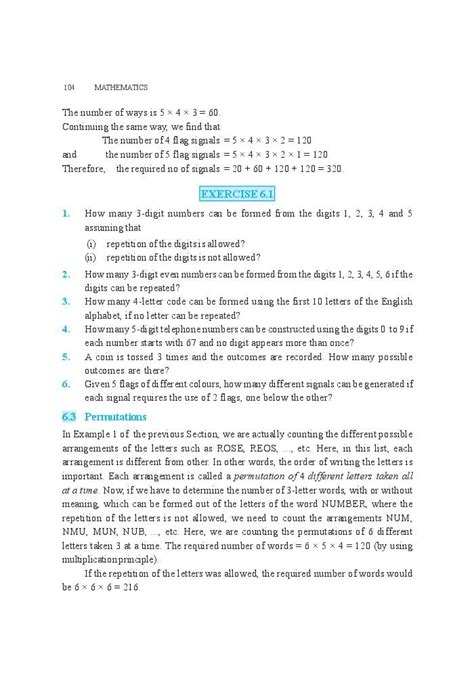 Ncert Book Class 11 Maths Chapter 6 Permutations And Combinations Pdf Aglasem