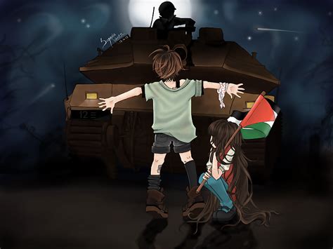 Wallpaper : Palestine, caricature, tank, children, flag 1366x1025 ...