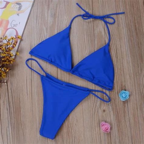 Ensemble De Bikinimaillot De Bain Triangle Sexy Pour Femmesensemble Deux Piècesstringmicro