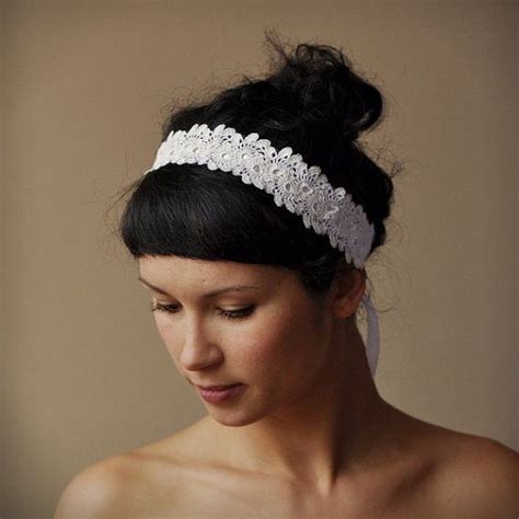 Bridal Hair Band Wedding Hair Accessory Crochet By Whitefashion