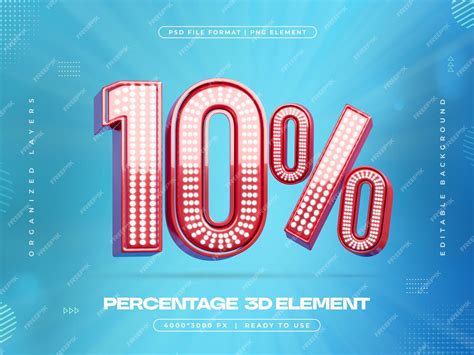 Premium Psd 10 Percent Discount Isolated 3d Render Illustration