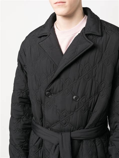 Daily Paper Double Breasted Quilted Coat In Black ModeSens