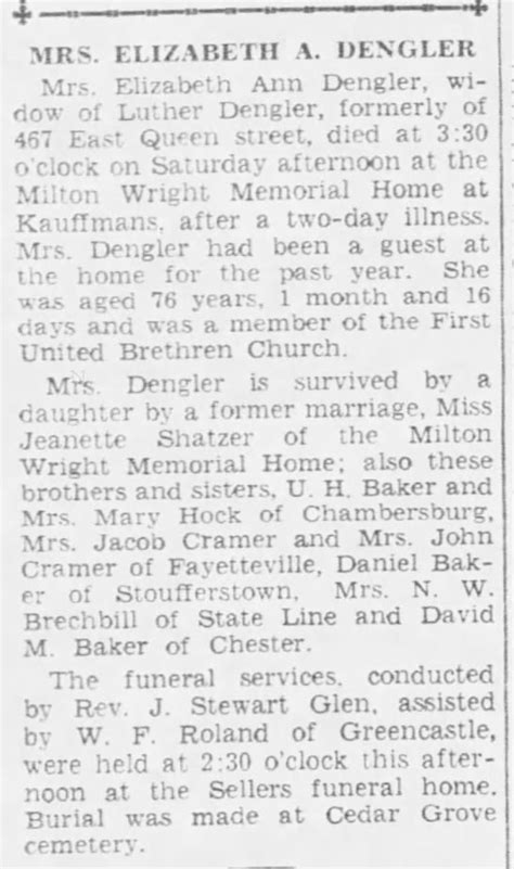 Elizabeth Ann Baker Dengler 1863 1939 Find A Grave Memorial