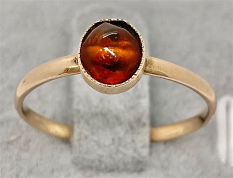 NO RESERVE PRICE 18 Kt Pink Gold Ring Amber Catawiki