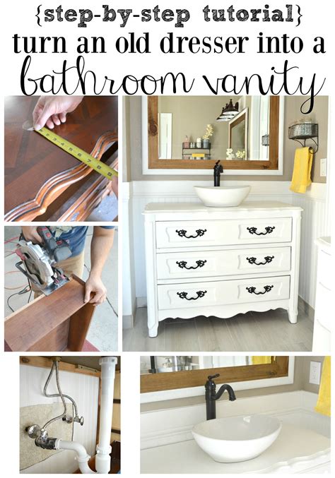 Step By Step Tutorial To Turn An Old Dresser Into Bathroom Vanity