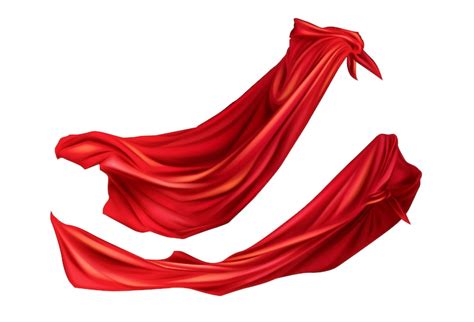 Красный плащ костюм супергероя с набором капюшонов. | Бесплатно векторы