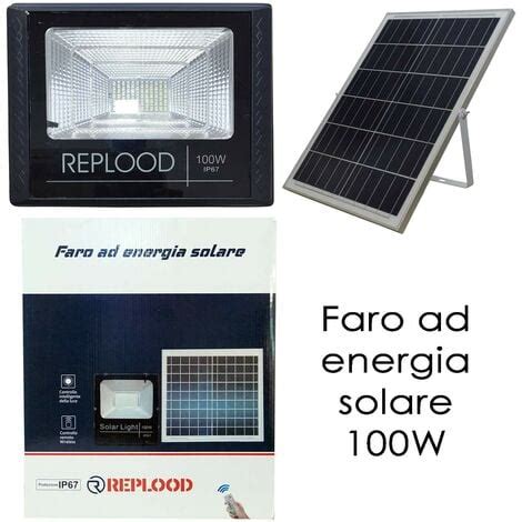 Faro Led W Con Pannello Solare Crepuscolare Ip Telecomando